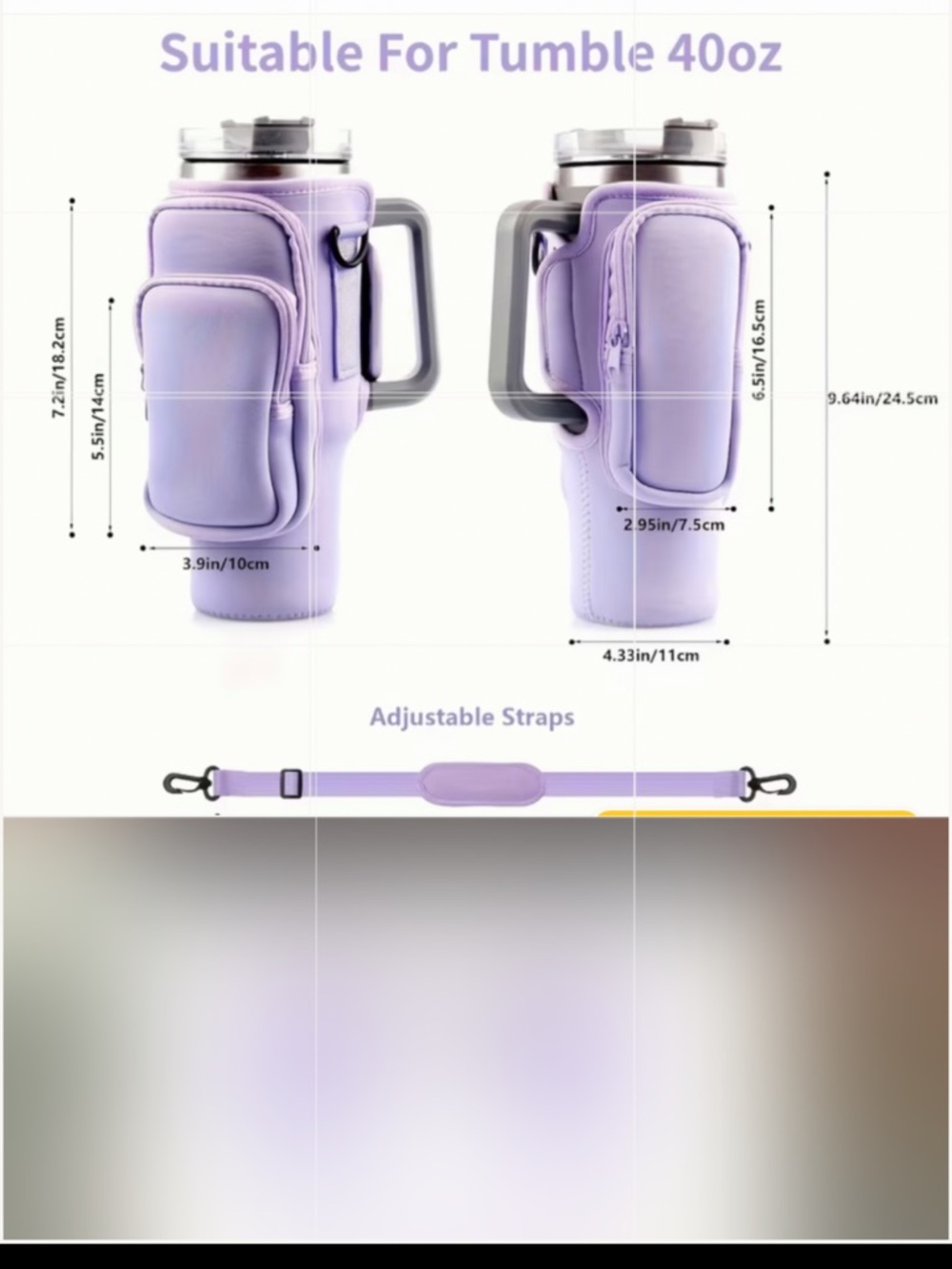 🥤🟪🥤 PURPLE MULTI-POCKET INSULATED TUMBLER CARRIER (HOLDS 40 OUNCE TUMBLER)❗️ - Picture 3 of 8